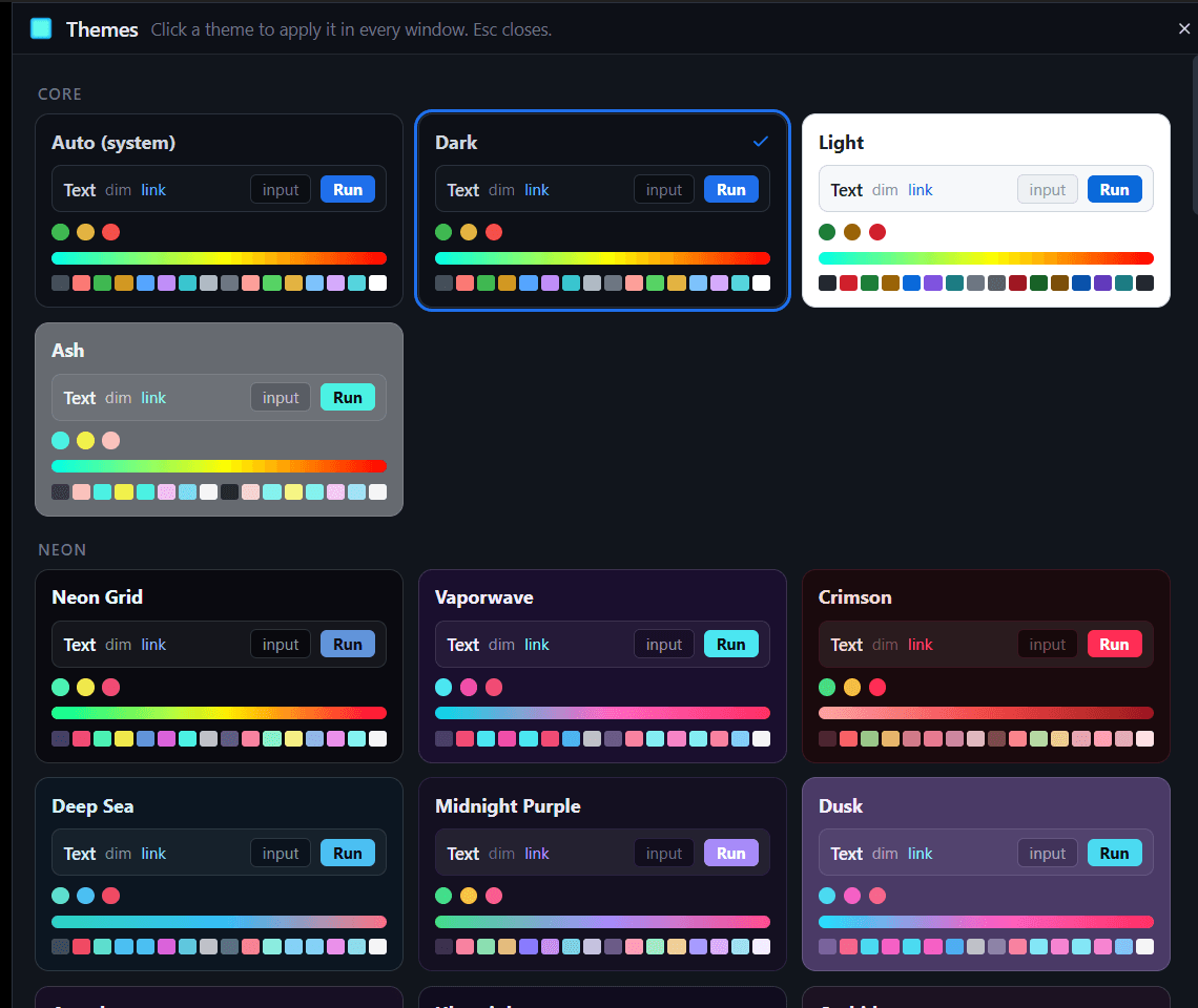 MoonPool's theme browser, a grid of theme previews to pick from.